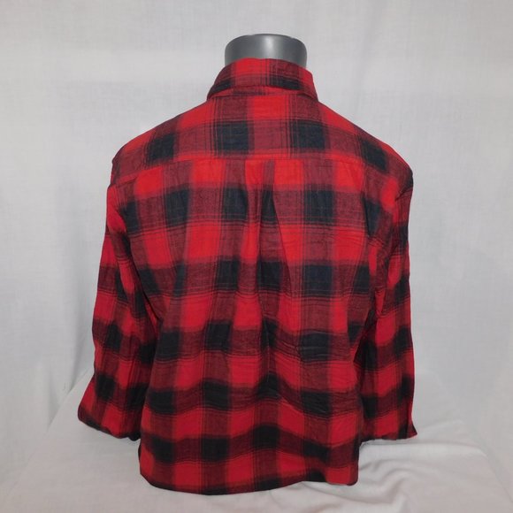 Eddie Bauer Mens  XLT Relaxed Fit Field Flannel Red Black Plaid Shirt NEW w Tag - Picture 8 of 11